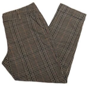 CAbi style #573 tweed plaid ankle length pants, tan black maroon, size 14